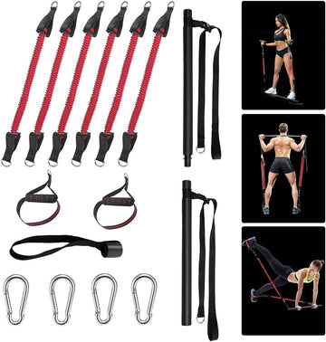 Kit Pilates GJCrafts con bande elastiche e bastone regolabile