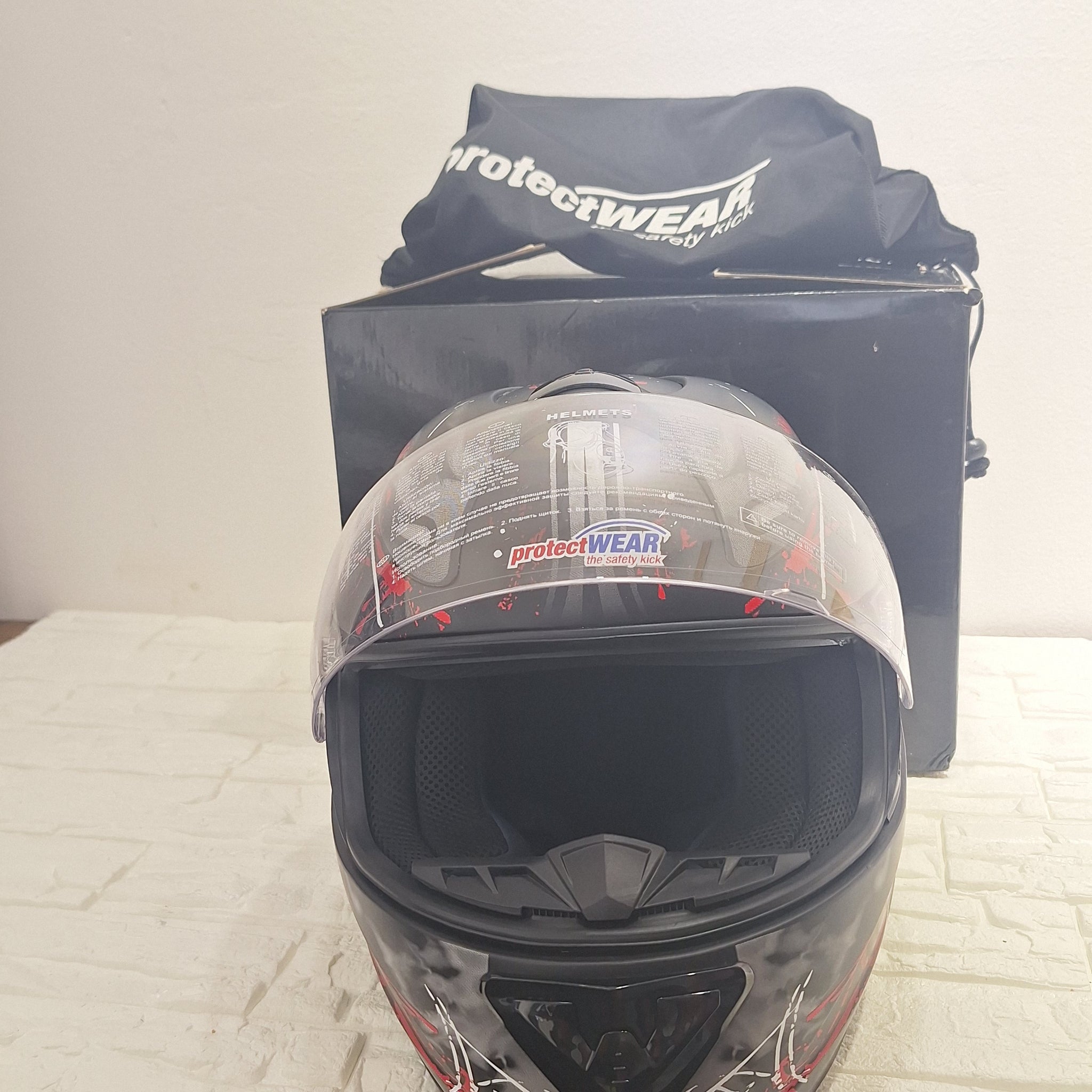 Casco Moto FS-801 Nero/Rosso Taglia M