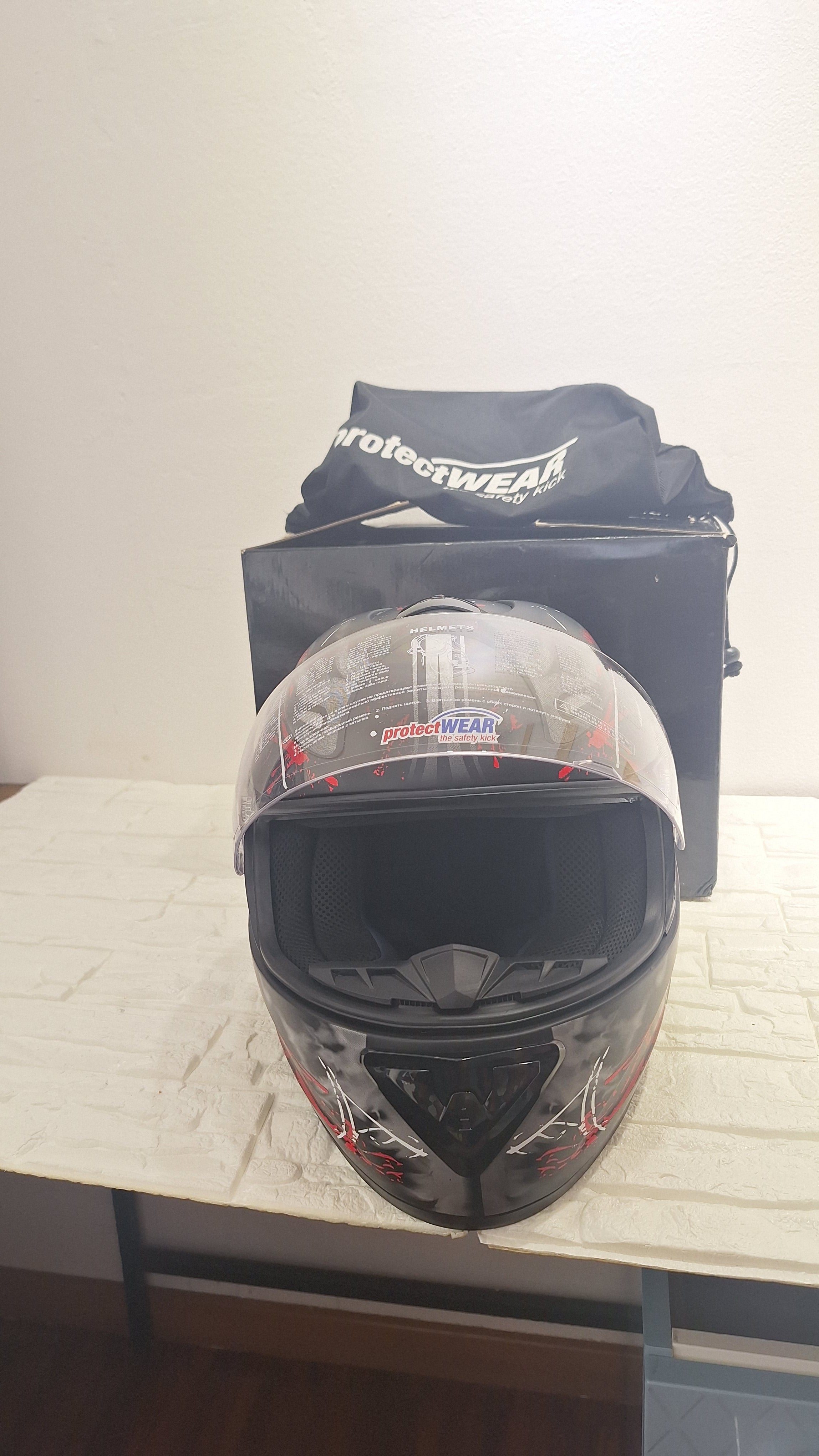 Casco Moto FS-801 Nero/Rosso Taglia M