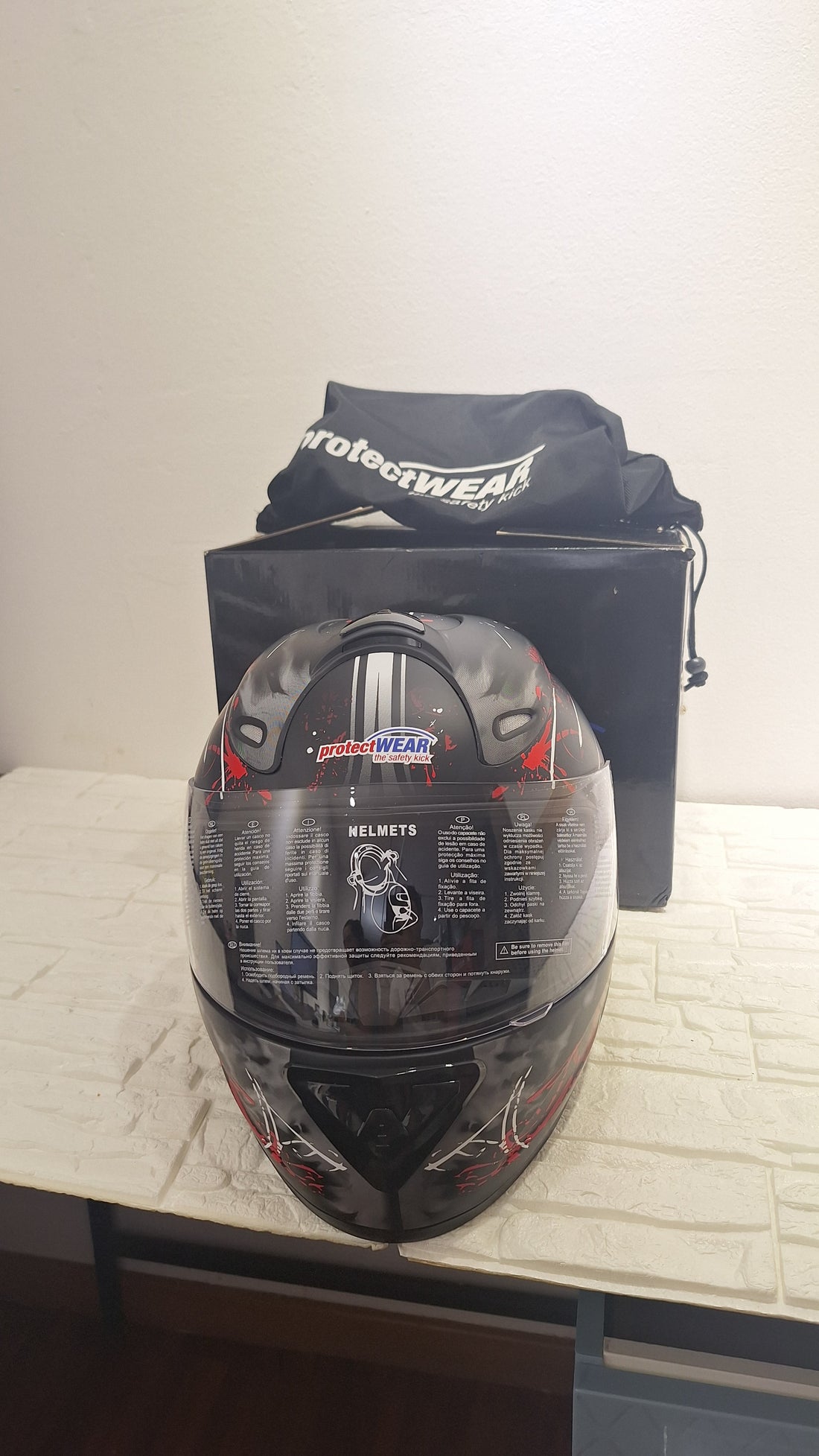 Casco Moto FS-801 Nero/Rosso Taglia M