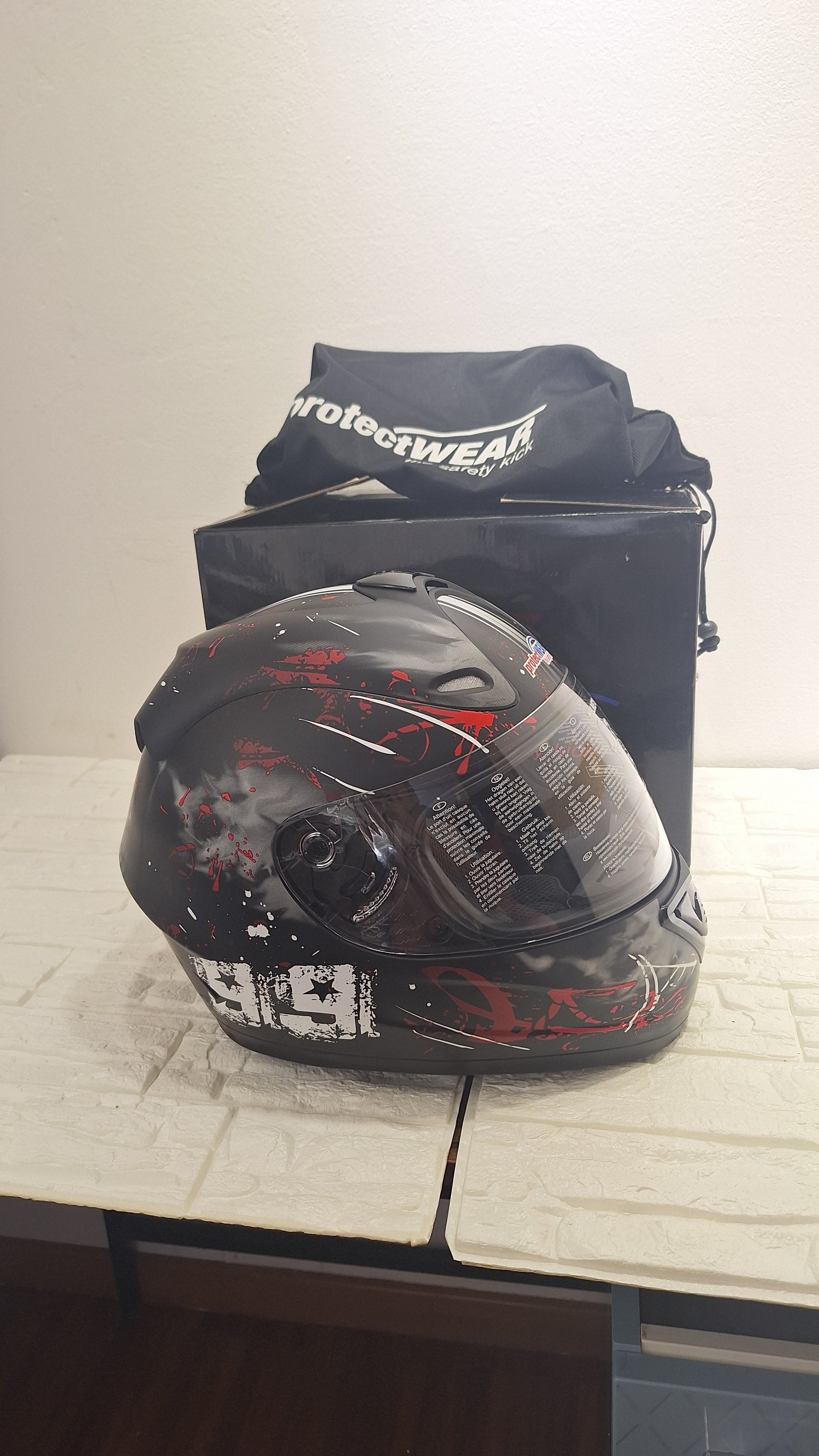 Casco Moto FS-801 Nero/Rosso Taglia M