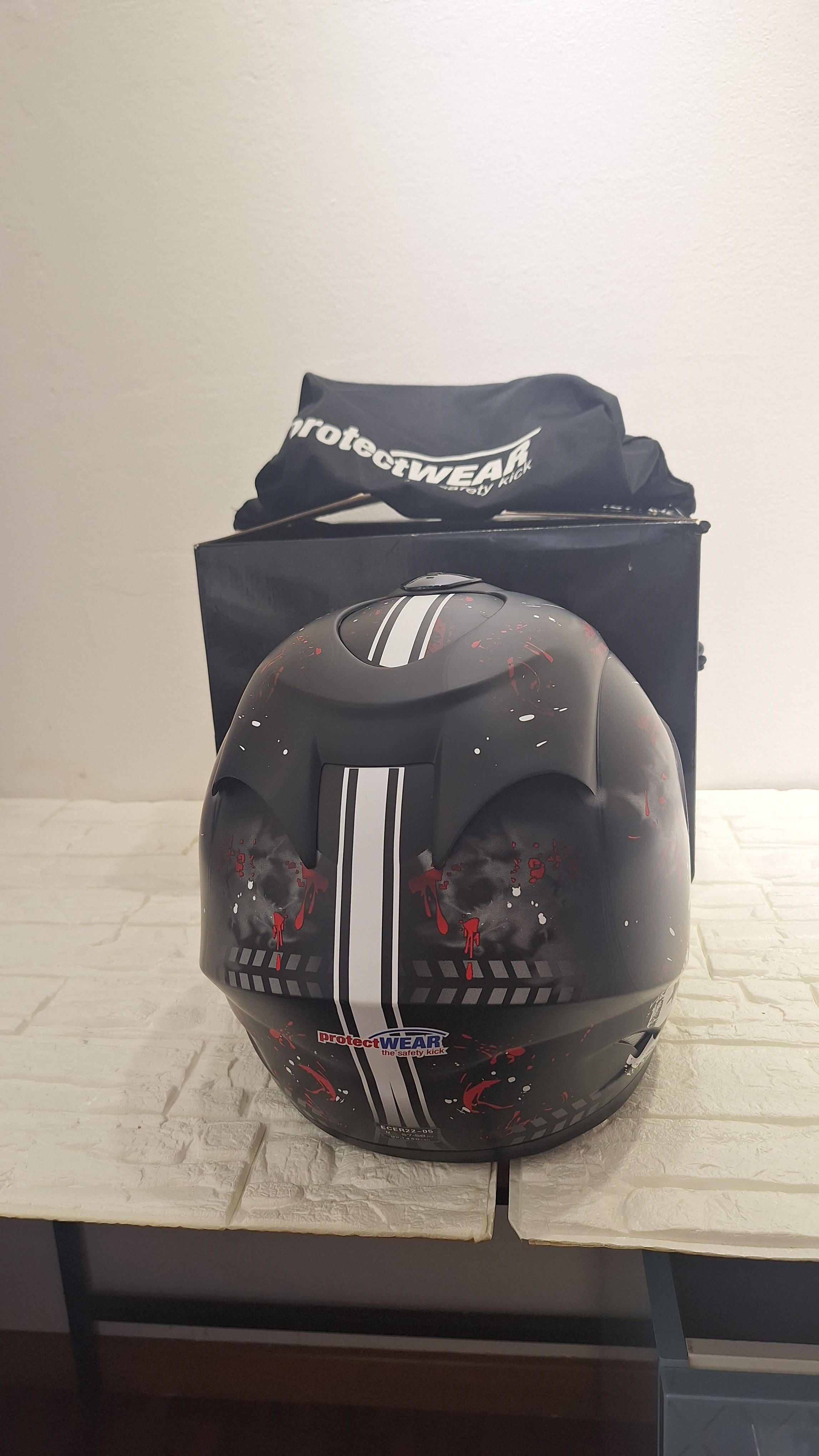 Casco Moto FS-801 Nero/Rosso Taglia M