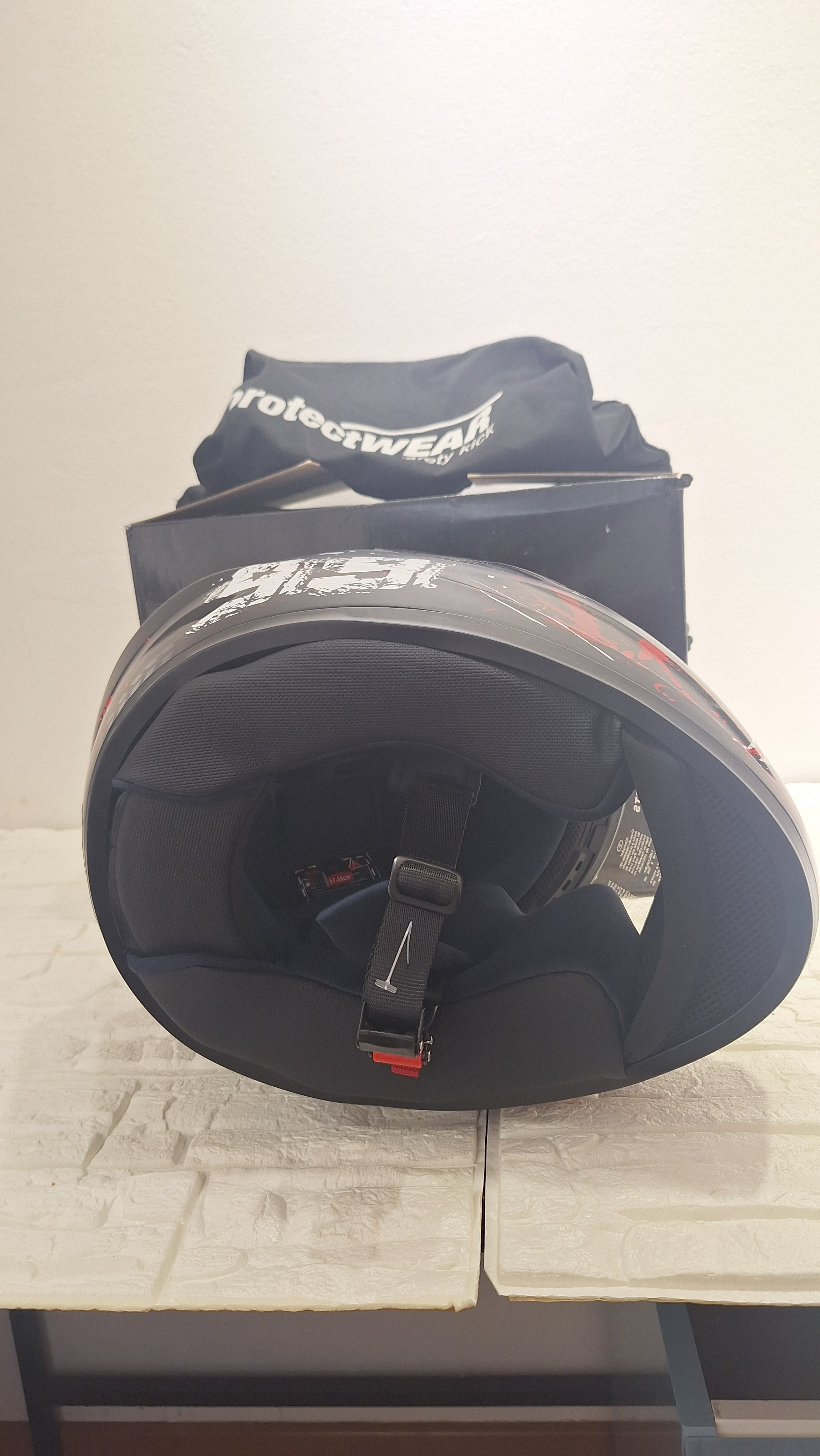 Casco Moto FS-801 Nero/Rosso Taglia M