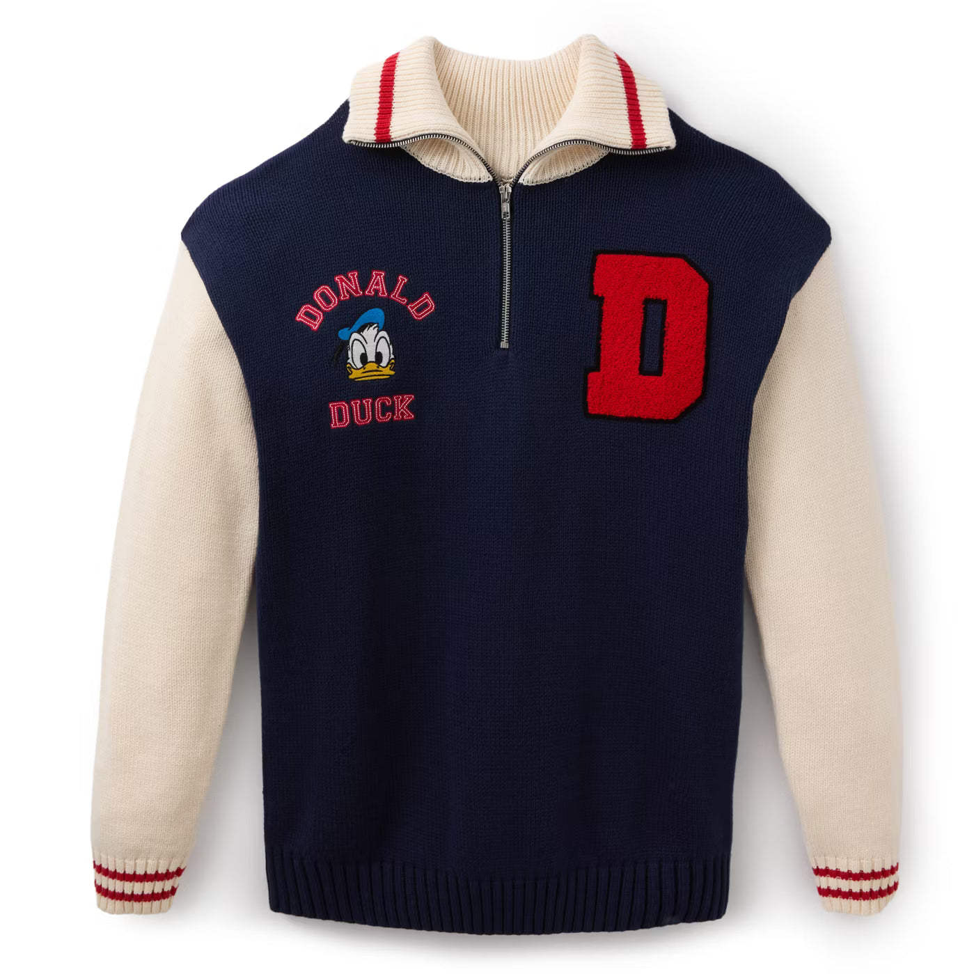 Maglione Donald Duck Uomo Varsity Disney Store con Zip – Giacca College TG XS EU