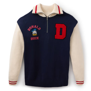 Maglione Donald Duck Uomo Varsity Disney Store con Zip – Giacca College TG XS EU