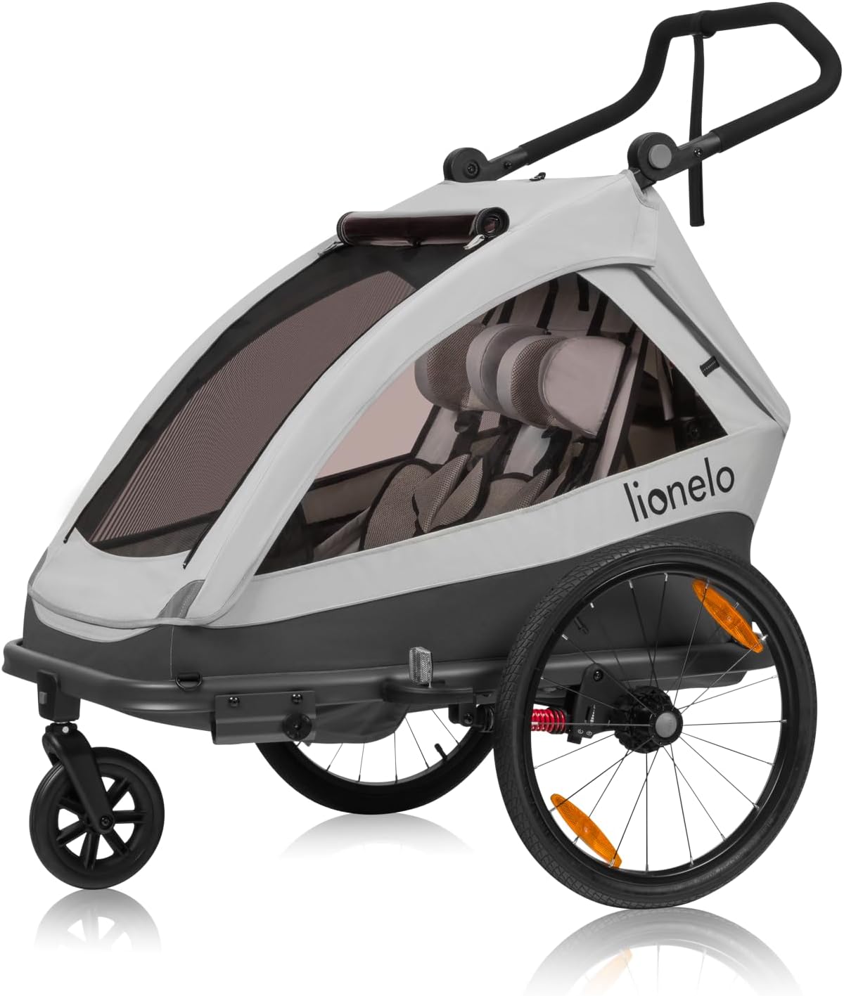 LIONELO CAMA Rimorchio Bici 2in1 con Passeggino per 1-2 Bambini 6 Mesi-6 Anni (Max 44kg)