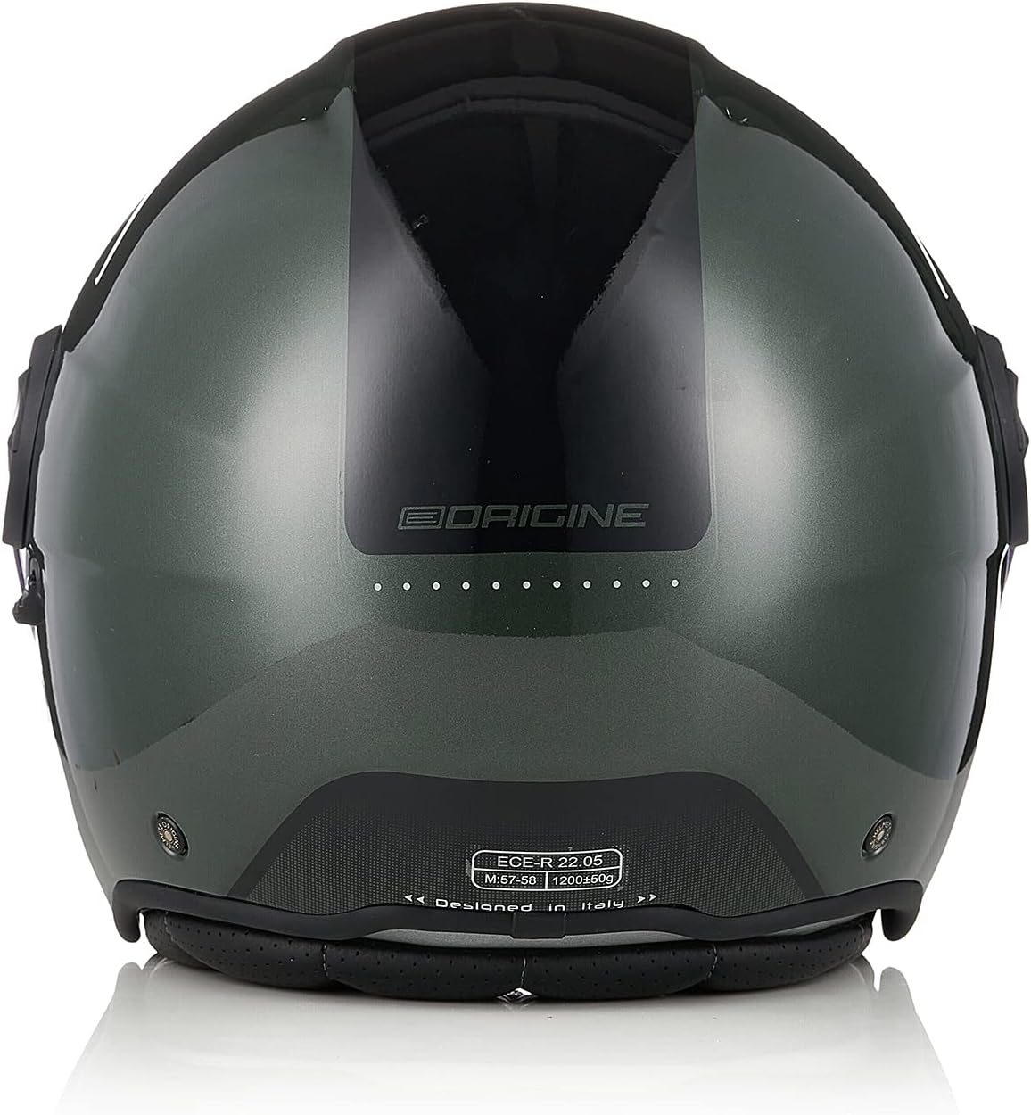 ORIGINE Casco Jet Moto Scooter - Doppia Visiera ECE Omologato - Nero/Verde Militare - Taglia L
