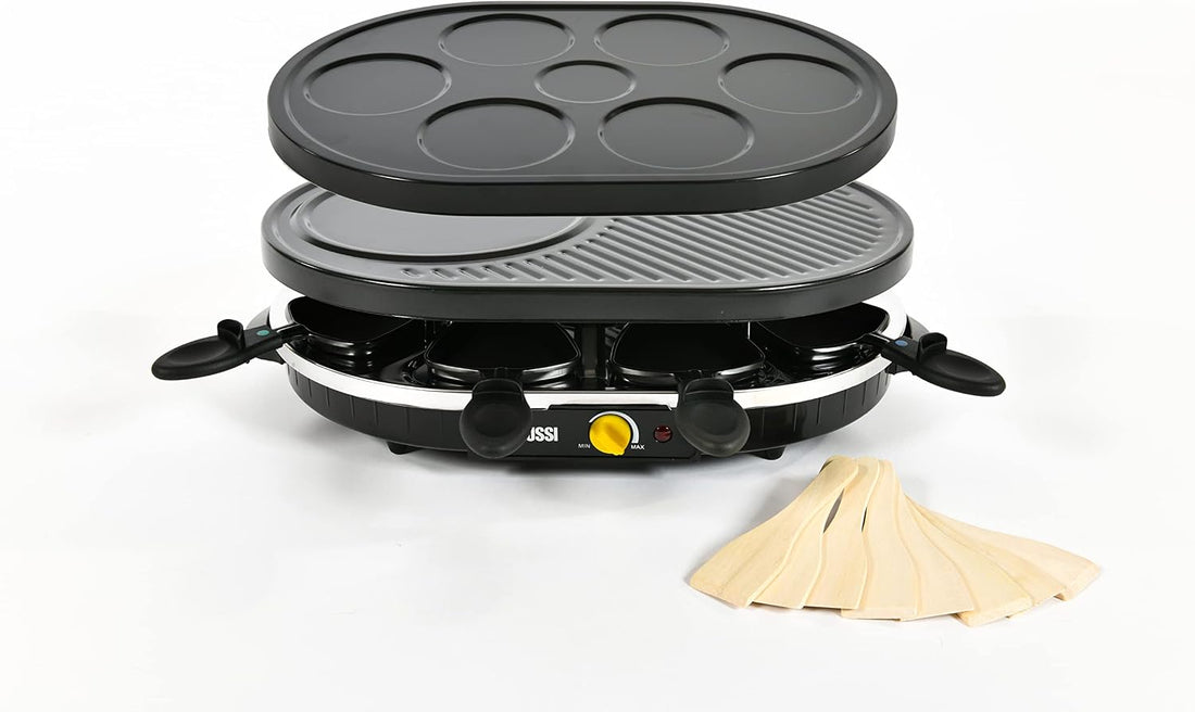 Zanussi RCZ32 Raclette 3 in 1 con Grill e Piastra Mini Crêpes per 8 Persone