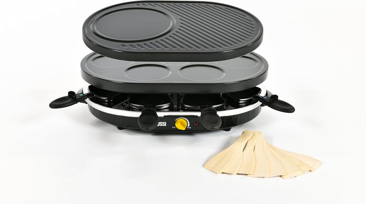 Zanussi RCZ32 Raclette 3 in 1 con Grill e Piastra Mini Crêpes per 8 Persone