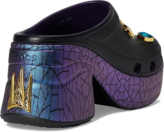 Crocs Zoccolo Siren Biancaneve Nero con Tacco e Glitter – Taglia 42-43