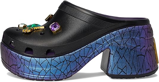 Crocs Zoccolo Siren Biancaneve Nero con Tacco e Glitter – Taglia 42-43