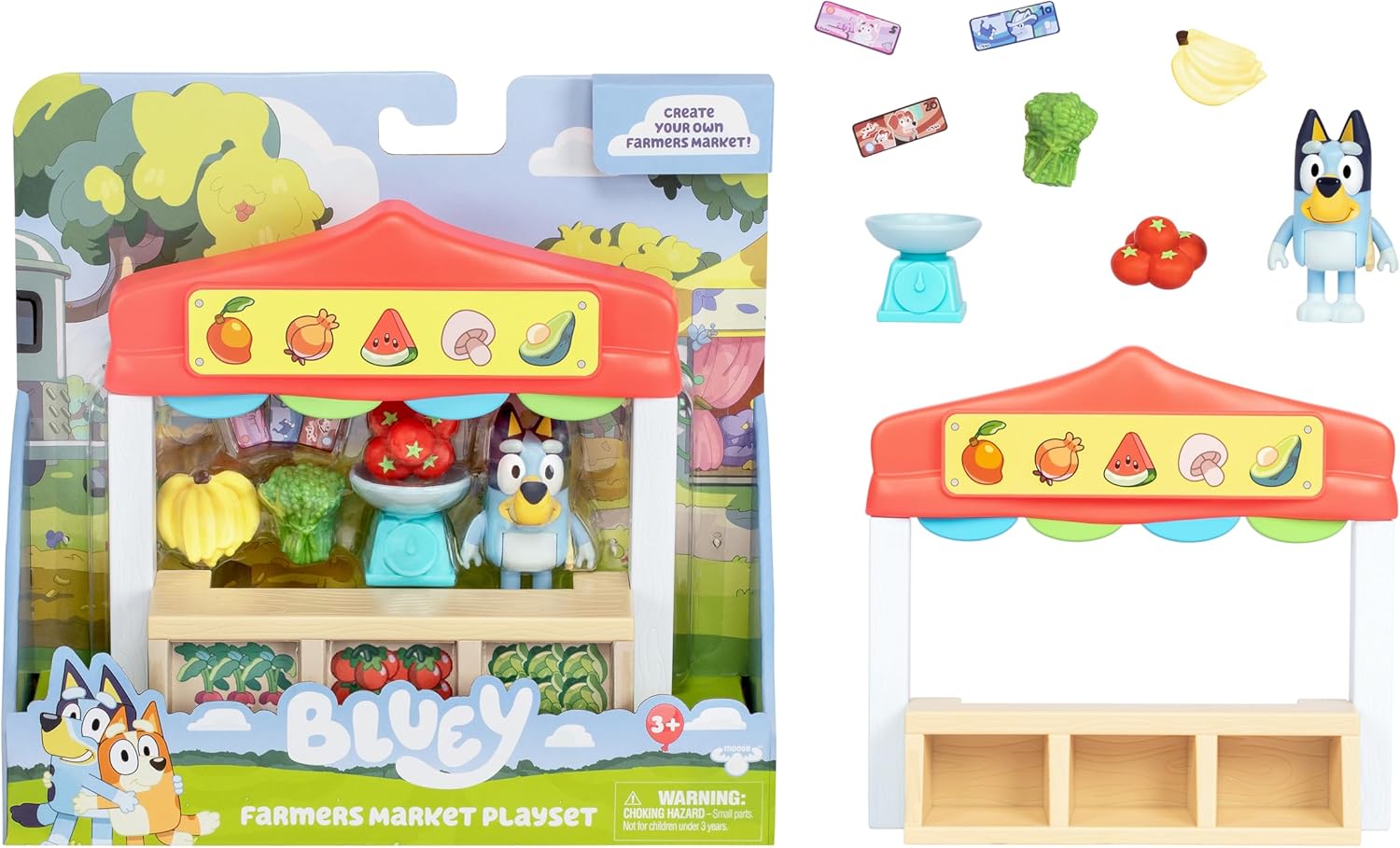 Bluey Mini Set Mercato degli Agricoltori con Bingo – Playset con Accessori