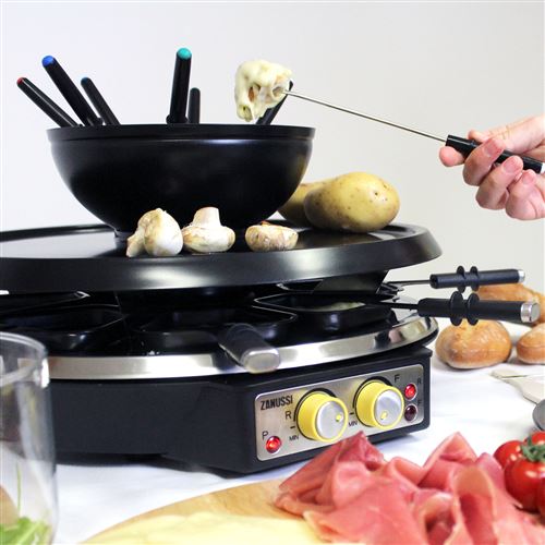 Zanussi RCZ71 Raclette 4 in 1 con Grill e Fonduta 1900 W per 8 Persone