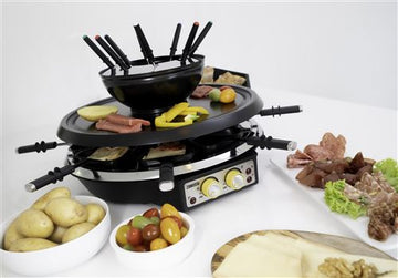 Zanussi RCZ71 Raclette 4 in 1 con Grill e Fonduta 1900 W per 8 Persone