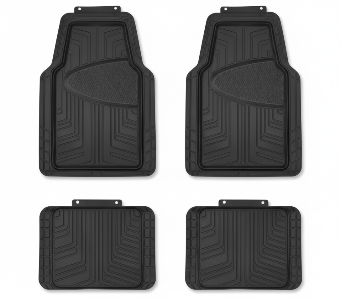 Amazon Basics Set 4 Tappetini Auto Universali in Gomma Nera
