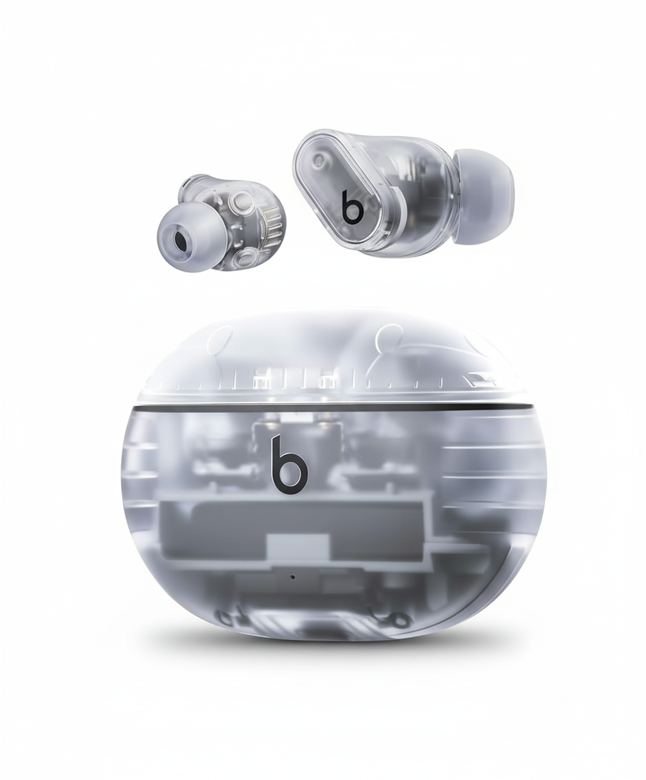Beats Studio Buds Plus auricolari wireless trasparenti vista frontale
