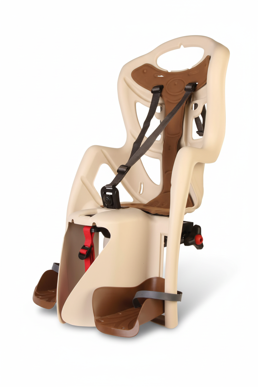 Bellelli Pepe Seggiolino Bici Posteriore per Bambini 3-8 Anni (22kg) - Beige/Marrone - Image 4