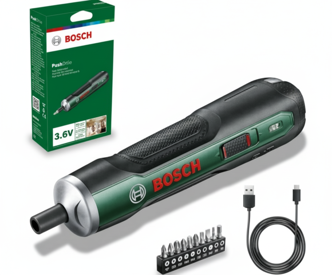 Bosch PushDrive Cacciavite Elettrico 3,6V con set punte