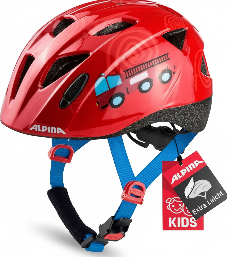 Casco bici bambino ALPINA Firefighter lucido rosso