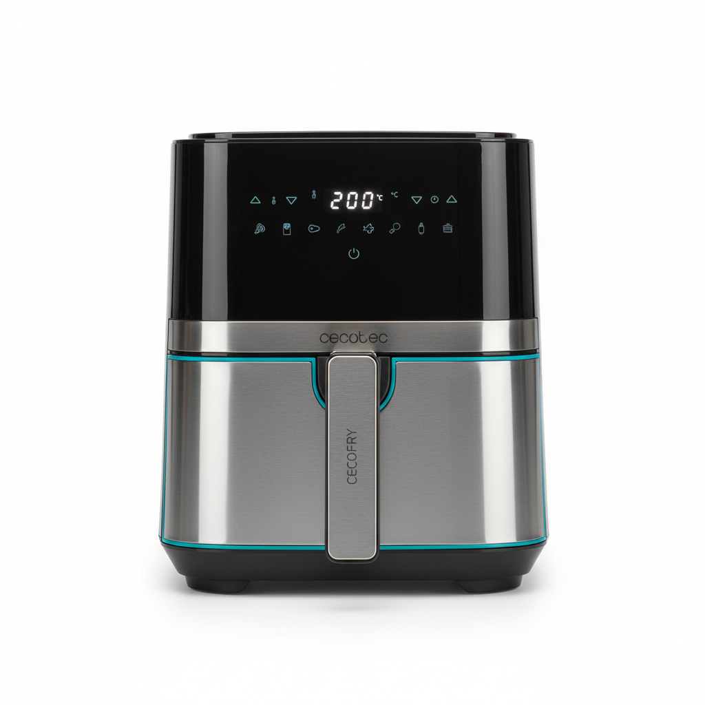 Friggitrice ad aria Cecotec 5.5L Full Inox Pro vista frontale