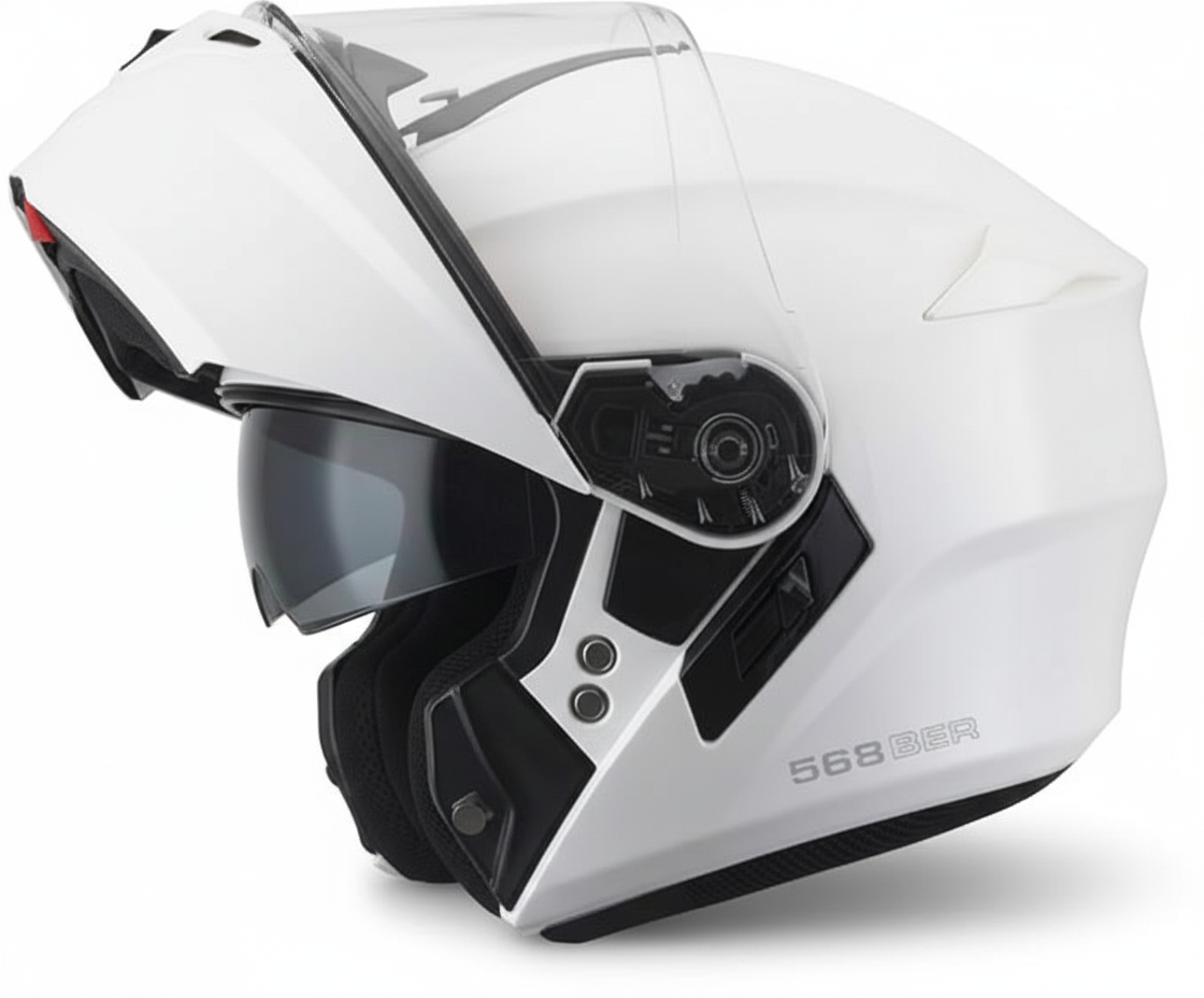 CGM 568A Casco Modulare Moto Bianco vista frontale