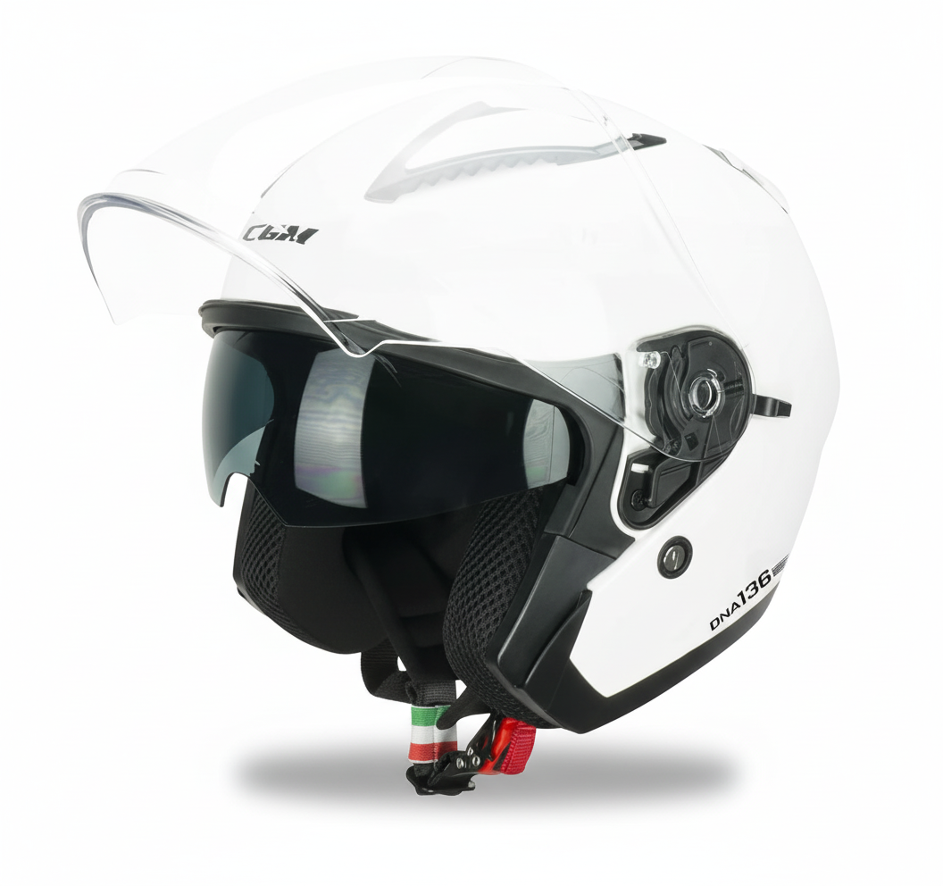 CGM Casco Moto Open Face DNA MONO Bianco vista frontale