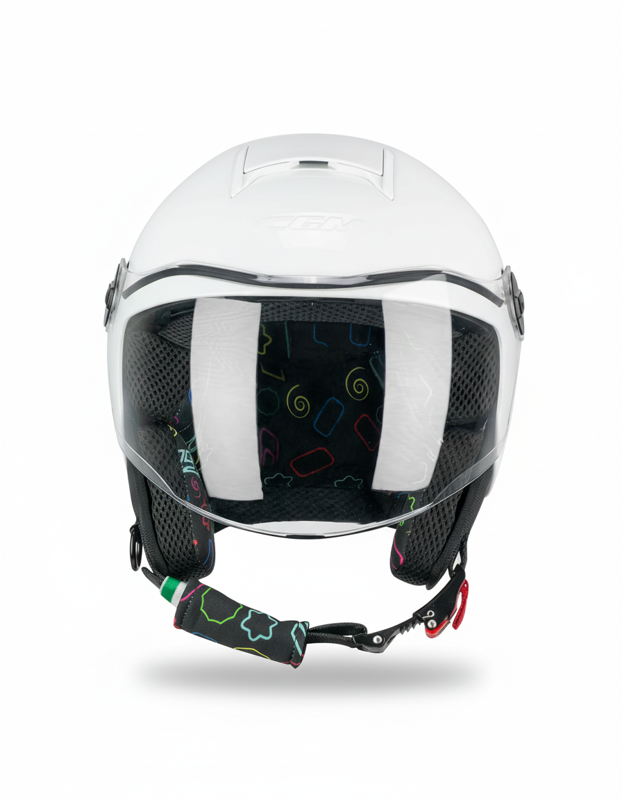 CGM Casco Moto Young Mini Open Face Bianco per Bambini