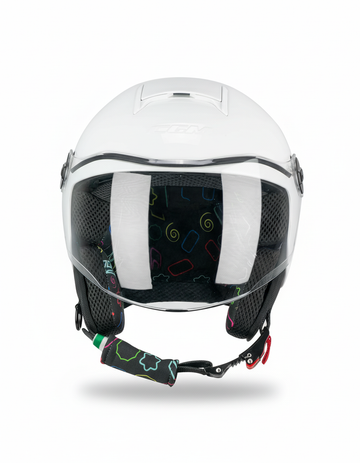 CGM Casco Moto Young Mini Open Face Bianco per Bambini