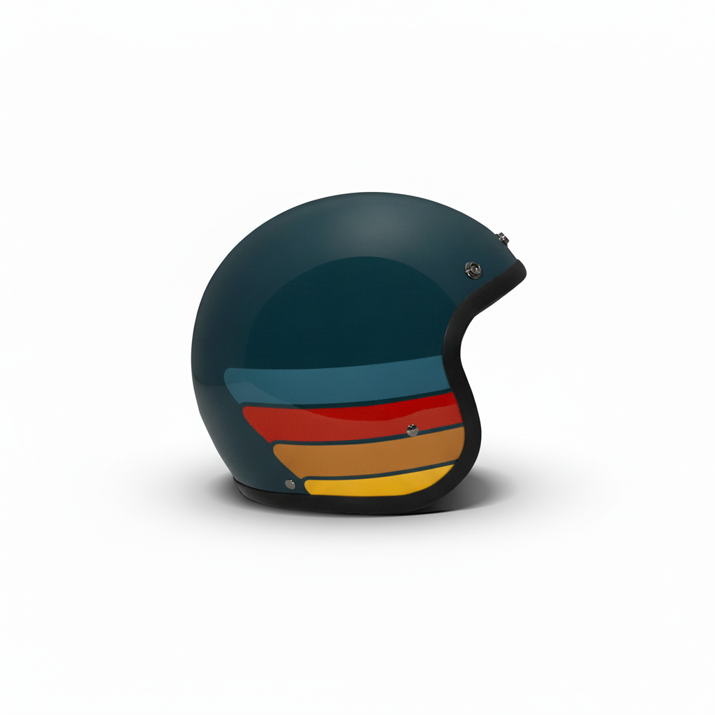 Casco moto DMD Jet stile vintage dettaglio frontale