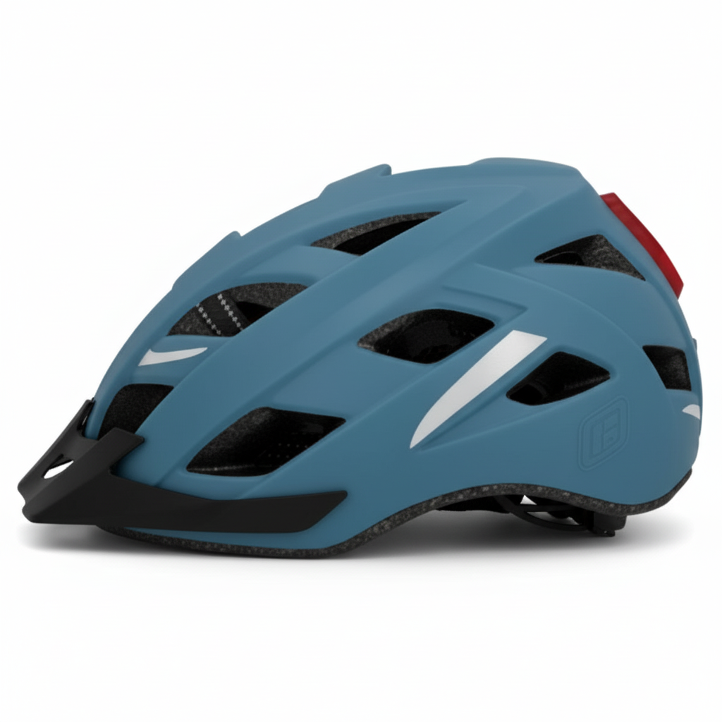 FISCHER Casco Bici Urban Plus Chicago LED Blu vista frontale