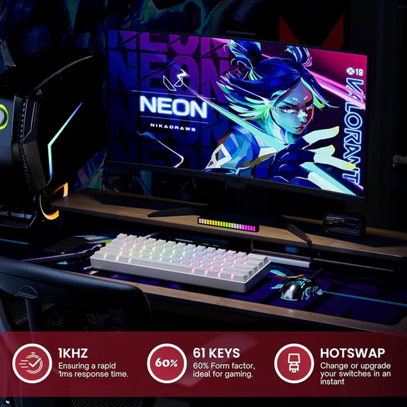 HK GAMING GK61 Tastiera meccanica da gioco