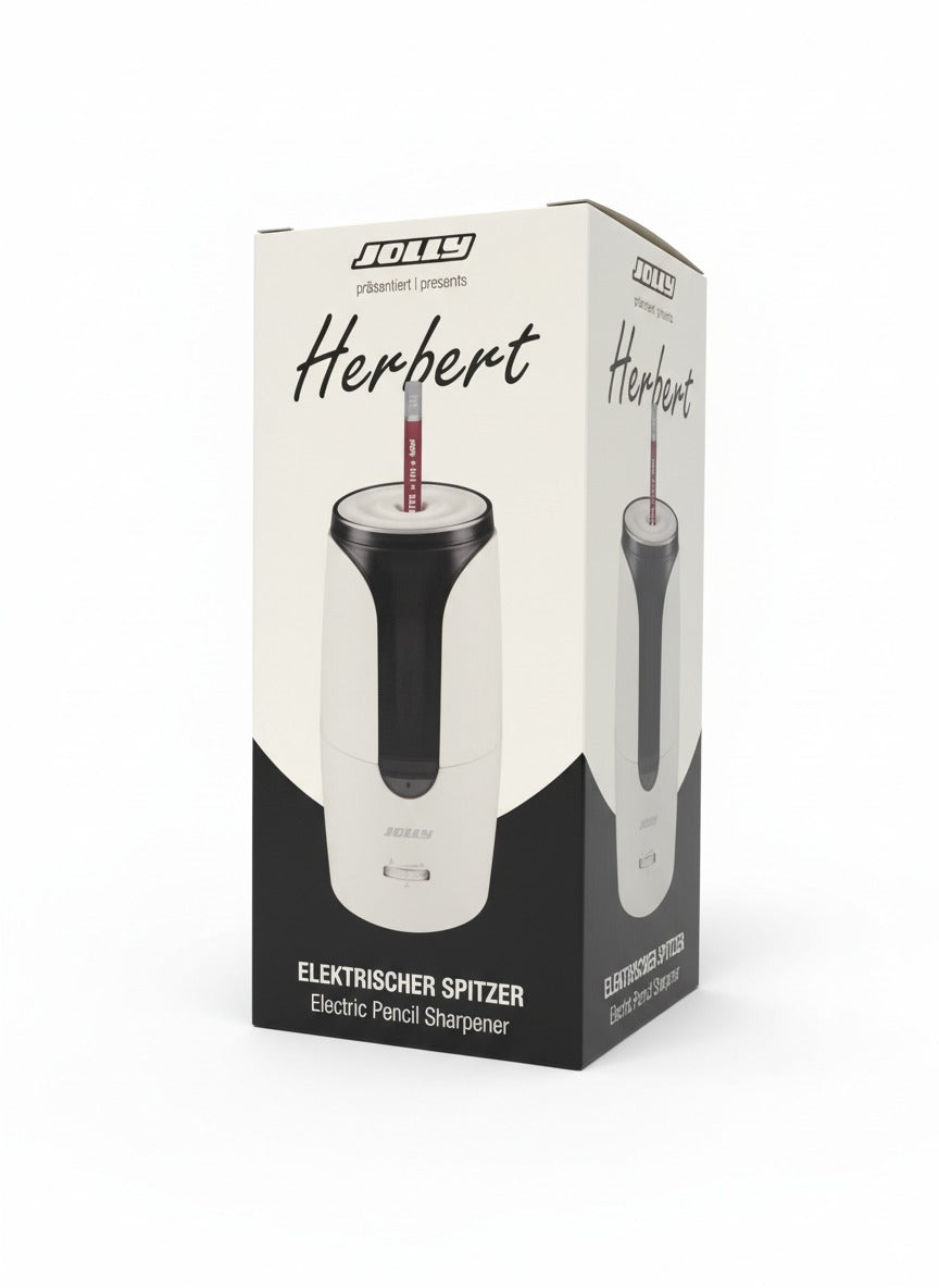 JOLLY Herbert Elektrospitzer GroÃŸer elektrischer Spitzer fÃ¼r alle Stifte, auch fÃ¼r feine KÃ¼nstlerstifte und Vollminenstifte mit Autostopp WeiÃŸ - Image 2