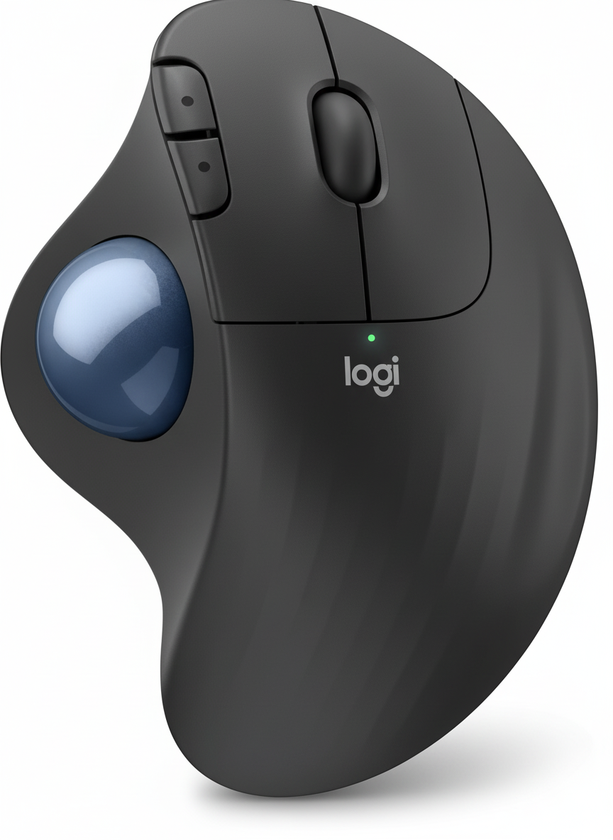 Mouse trackball ergonomico wireless grigio grafite vista frontale