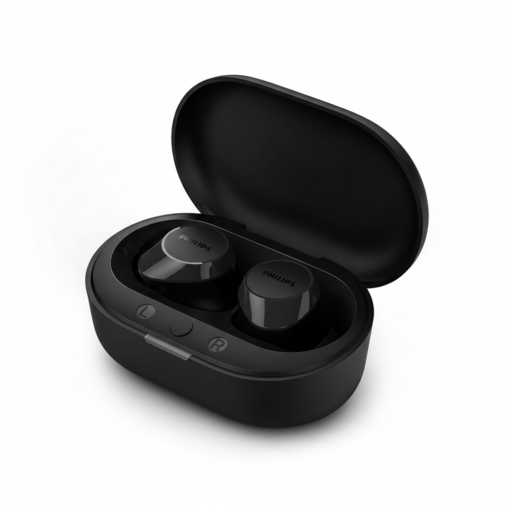 Auricolari Wireless Bluetooth Nero con Custodia di Ricarica