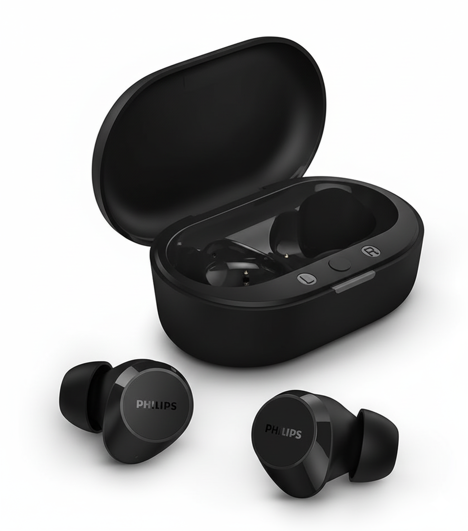 Auricolari Wireless Bluetooth Nero con Custodia di Ricarica