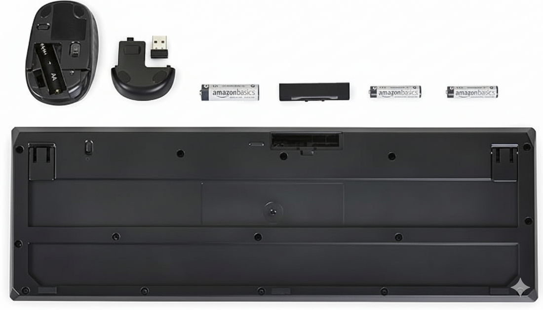 Set Tastiera Mouse Wireless Amazon Basics vista frontale
