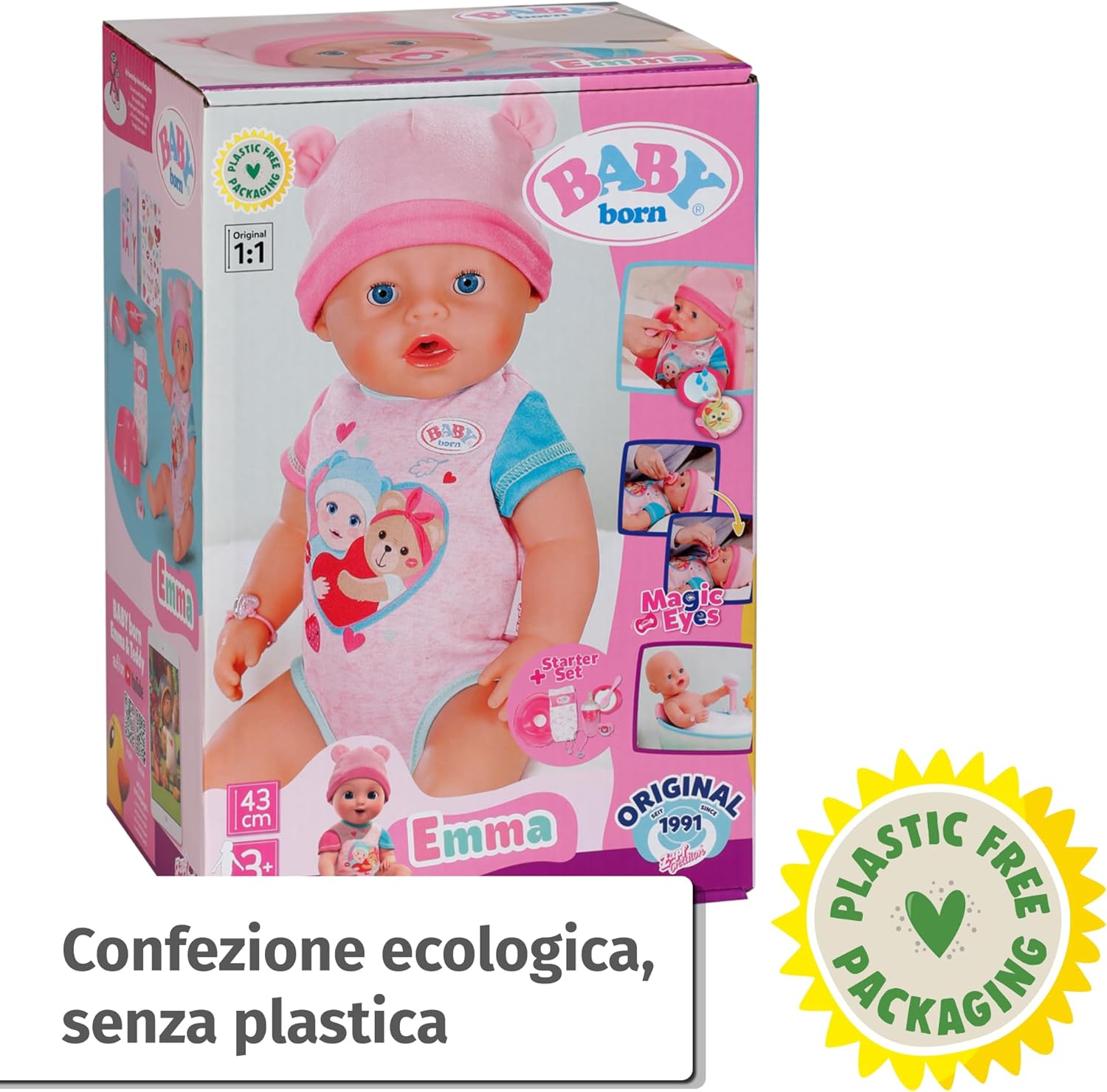 BABY born Emma bambola interattiva 43cm con accessori per bambini 3+ anni