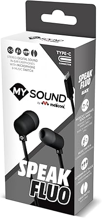 Auricolari Meliconi con connettore Type-C nero dettaglio prodotto