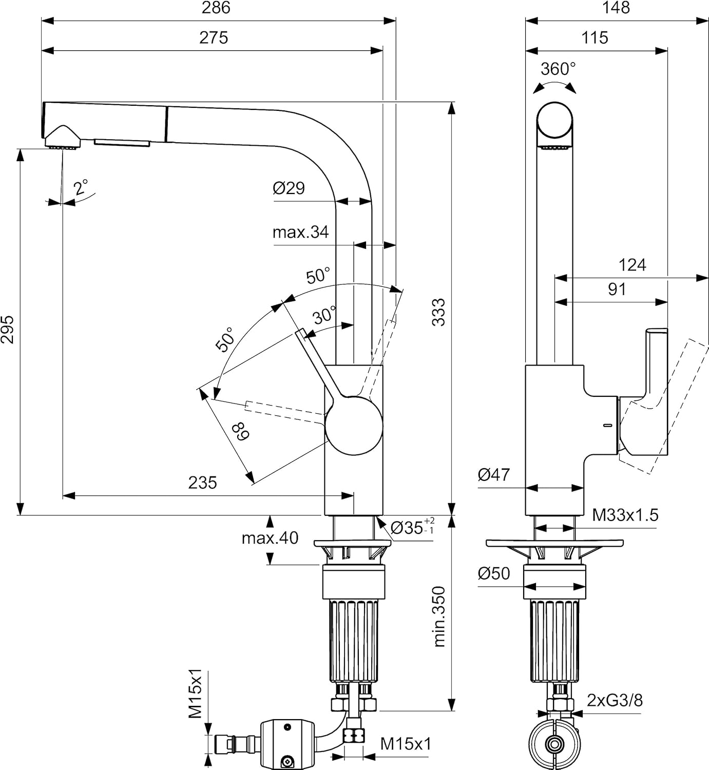 Miscelatore lavello Ideal Standard Gusto finitura Silver Storm installato