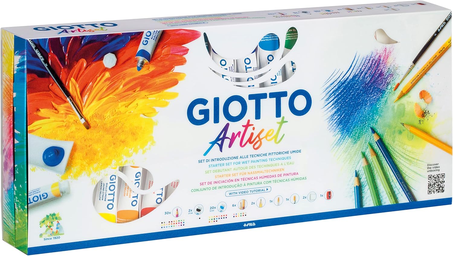 Kit artistico GIOTTO con colori assortiti materiali disegno completi