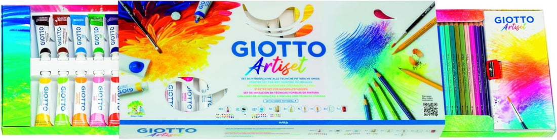Kit artistico GIOTTO con colori assortiti materiali disegno completi