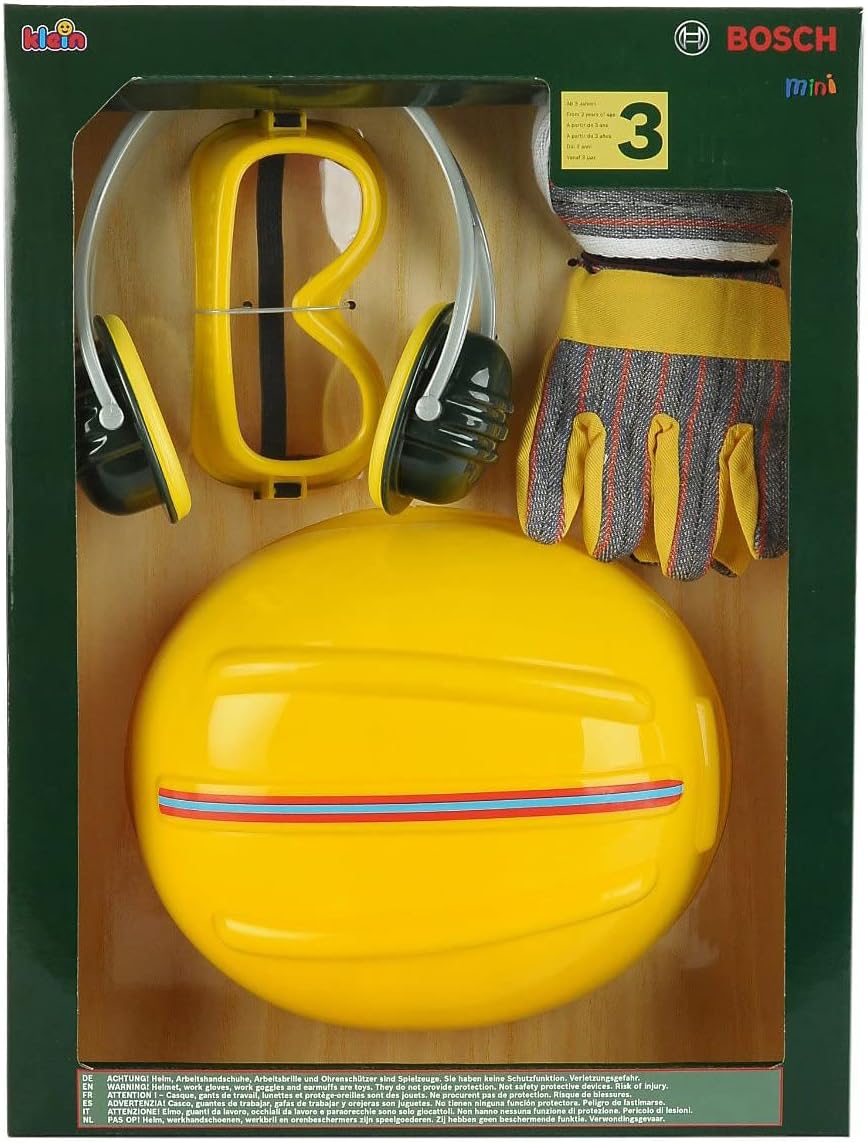 Theo Klein 8537 Set Accessori Bosch per Bambini - Casco Guanti Occhiali Protezione Orecchie