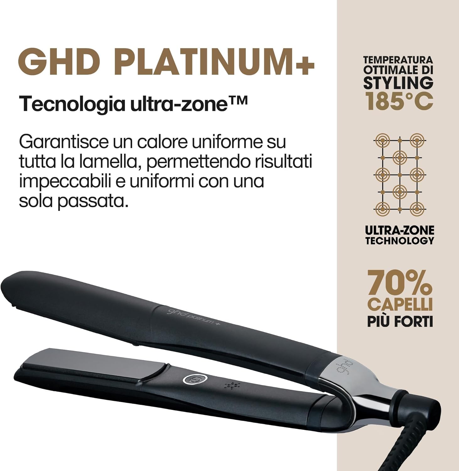 ghd Platinum+ dettaglio piastre 26mm tecnologia smart protezione colore