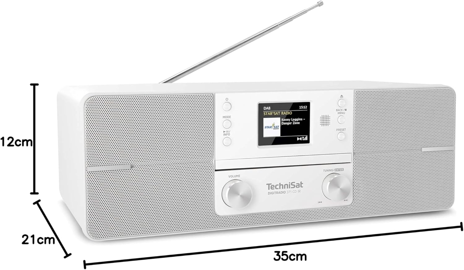 TechniSat DIGITRADIO 371 CD IR radio internet DAB+ con lettore CD e display a colori bianco