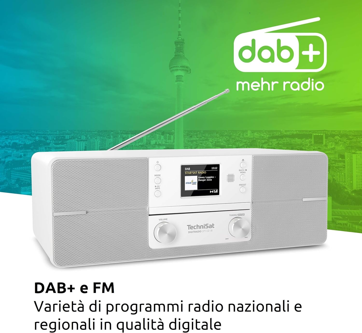 TechniSat DIGITRADIO 371 CD dettagli display a colori e comandi radio digitale
