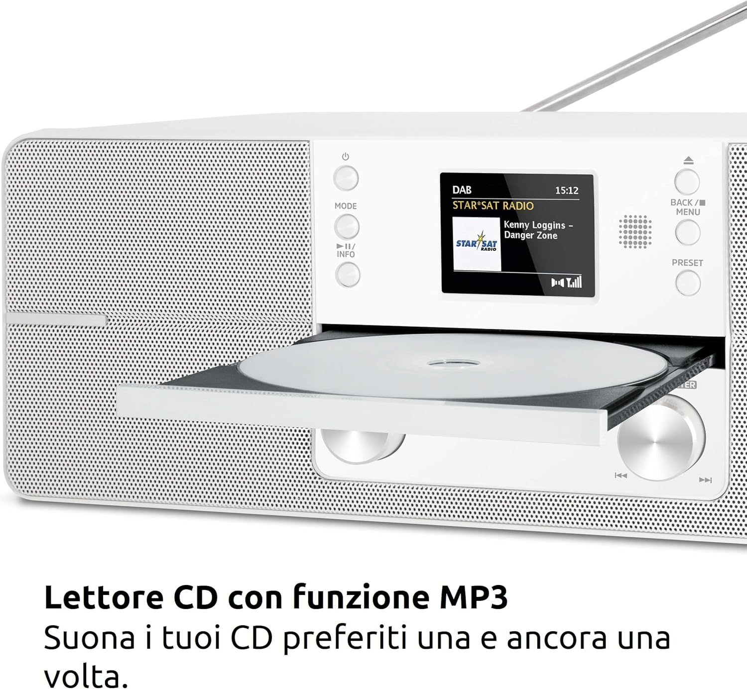 Radio multifunzione TechniSat con lettore CD, connessioni USB AUX e uscita cuffie