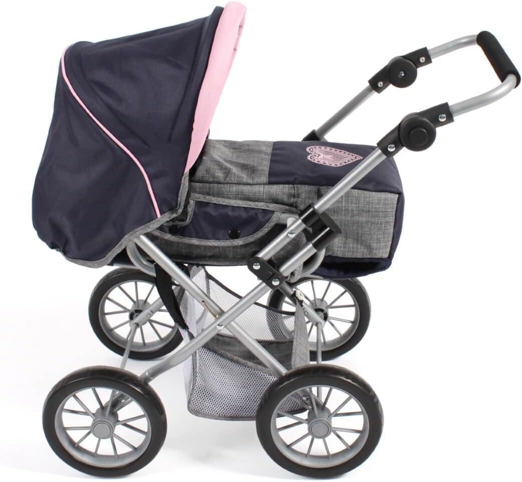 Bayer Chic 2000 Passeggino Bambole Leni 2 in 1 - Carrozzina Trasformabile con Borsa Removibile Grigio Melange Rosa - Image 5