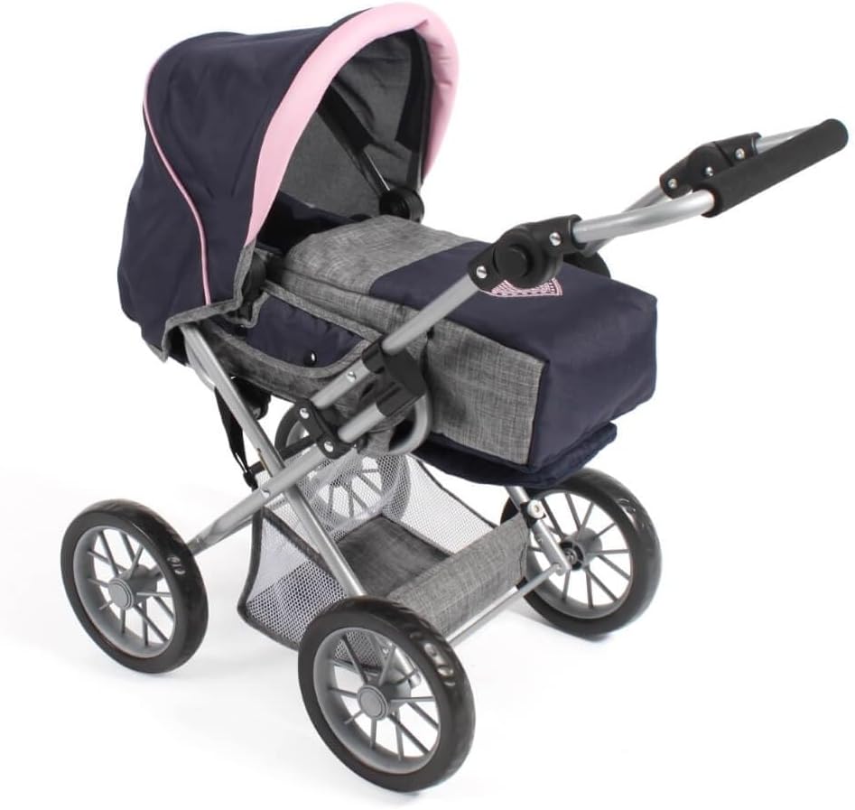 Bayer Chic 2000 Passeggino Bambole Leni 2 in 1 - Carrozzina Trasformabile con Borsa Removibile Grigio Melange Rosa - Image 5