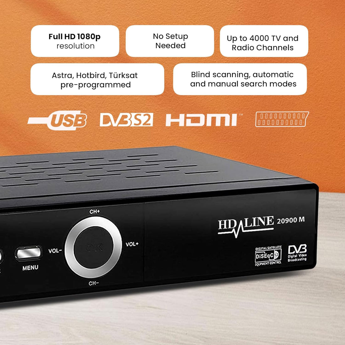 HD-Line 20900M decoder digitale preprogrammato Astra Hotbird Türksat