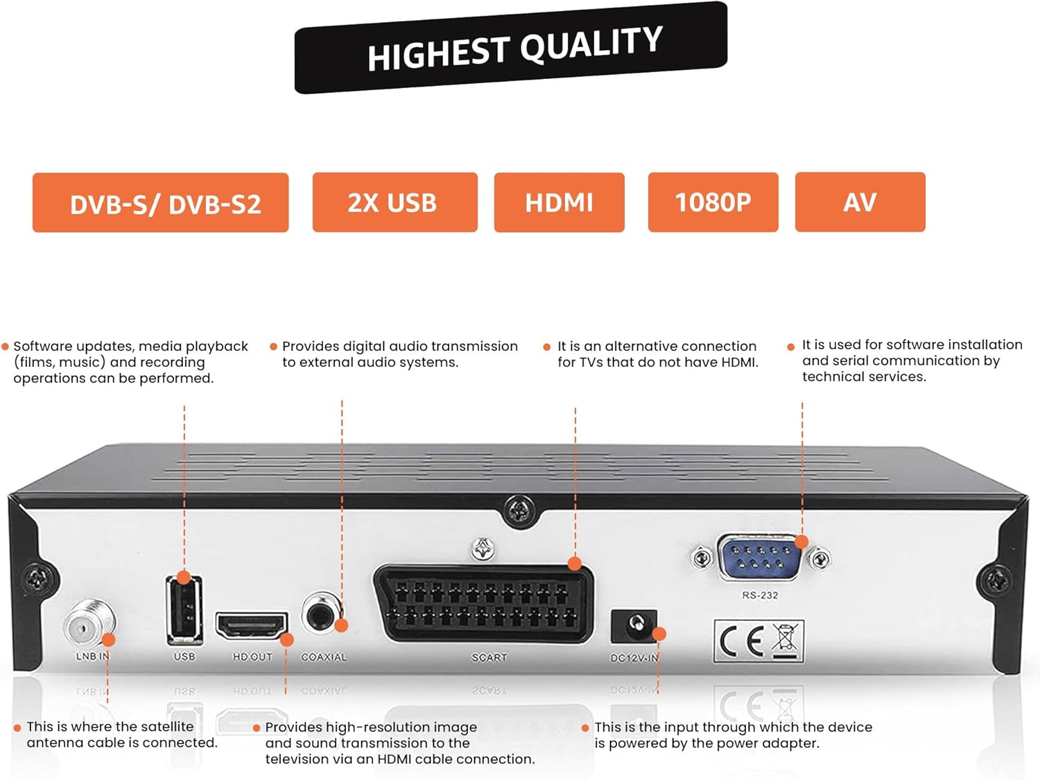 Decoder satellitare HD-Line 20900M Full HD 1080p vista frontale